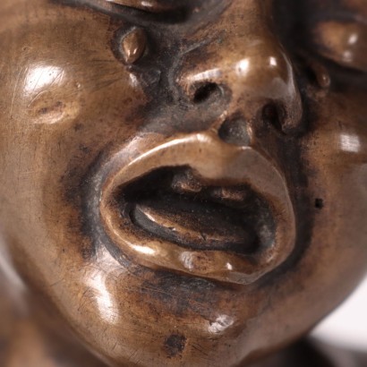 Bust of a Crying Child Bronze 20th Century