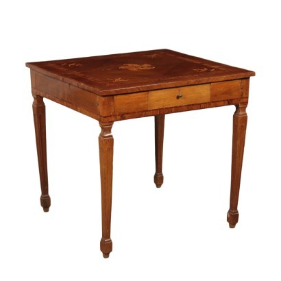 Table Basse Néoclassique Noyer Olivier - Italie XVIII Siècle