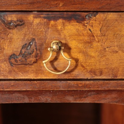 Revival Drop-Leaf Secretaire Walnut and Marple Veneer Italy 20th Cent