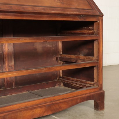 Revival Drop-Leaf Secretaire Walnut and Marple Veneer Italy 20th Cent