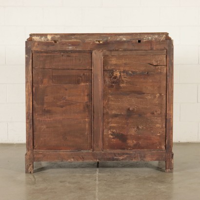 Revival Drop-Leaf Secretaire Walnut and Marple Veneer Italy 20th Cent