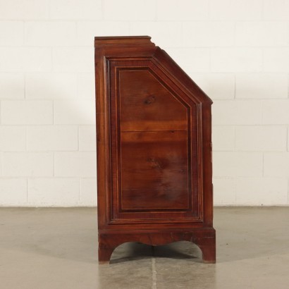 Revival Drop-Leaf Secretaire Walnut and Marple Veneer Italy 20th Cent