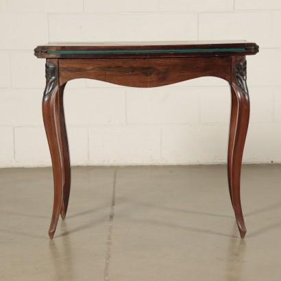 Small Louis Philippe Folding Table Walnut Velvet Italy 19th Century