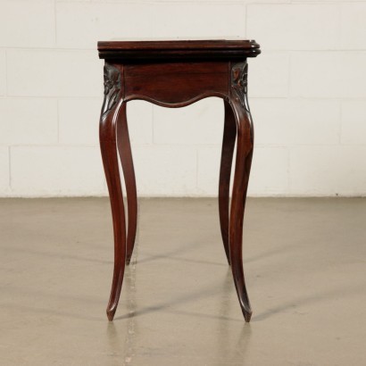 Small Louis Philippe Folding Table Walnut Velvet Italy 19th Century