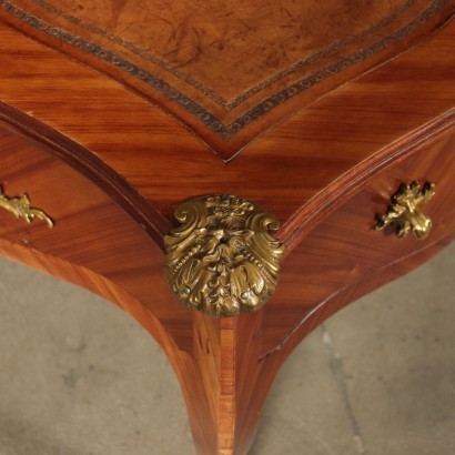 Rococò Revival Open Desk Veneer Bronze Italy 20th Century