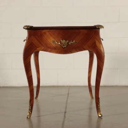 Rococò Revival Open Desk Veneer Bronze Italy 20th Century