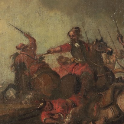 Battle Scene Oil On Canvas 18th Century