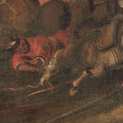 Battle Scene Oil On Canvas 18th Century