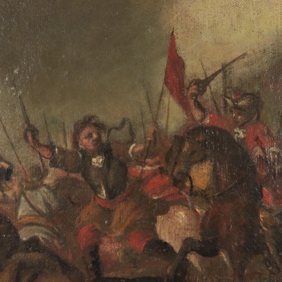 Battle Scene Oil On Canvas 18th Century