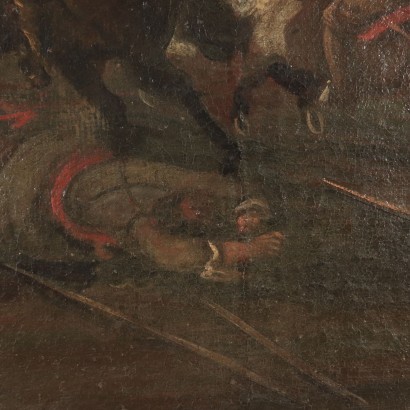 Battle Scene Oil On Canvas 18th Century