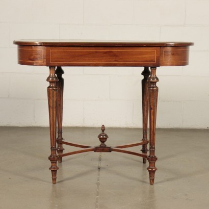 Small Napoleon III Revival Table Walnut Marple Italy 20th Century