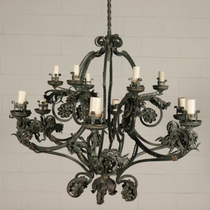 Chandelier Wrought Iron Italy 20th Century