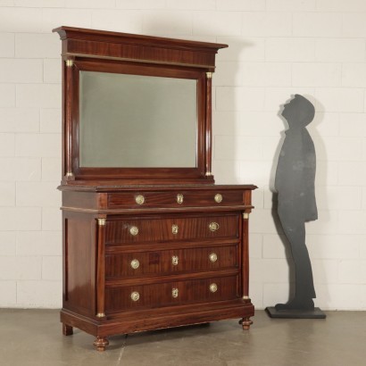 Commode avec Miroir Style Empire Acajou Italie Fin '800 Début '900