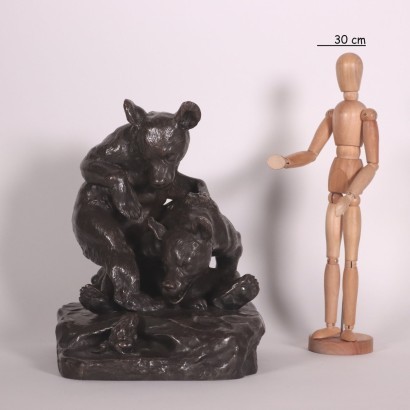 Couple of Bears with Froggy Bronze France 20th Century