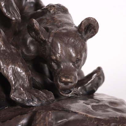 Couple of Bears with Froggy Bronze France 20th Century