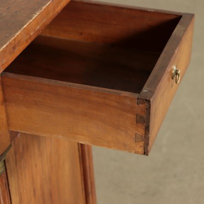 Pair of Empire Bedside Tables Walnut Bronze Italy 19th Century