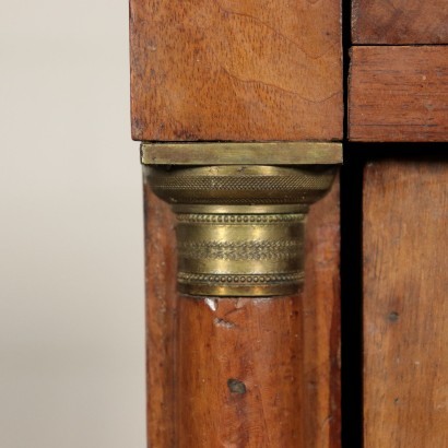 Pair of Empire Bedside Tables Walnut Bronze Italy 19th Century