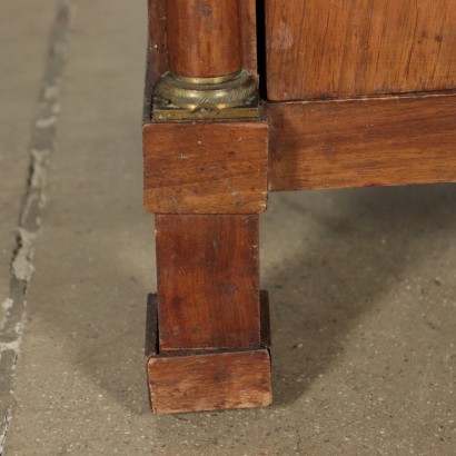 Pair of Empire Bedside Tables Walnut Bronze Italy 19th Century