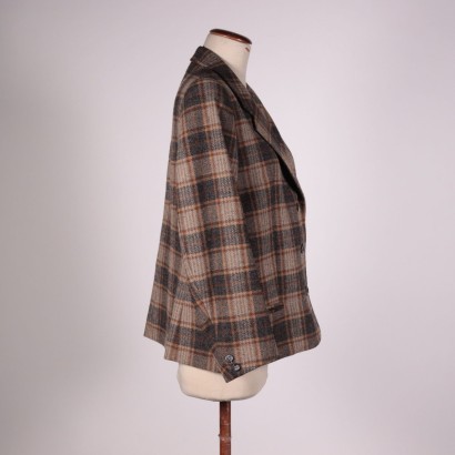 lana, vintageitalia, modavintage, anni80, anni90, tartan, scozzese,Giacca Vintage Herno in Tartan Marrone