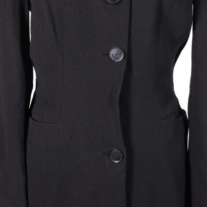 Vintage Black Coat Wool Milan Italy 1950s-1960s