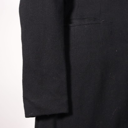 Vintage Black Coat Wool Milan Italy 1950s-1960s