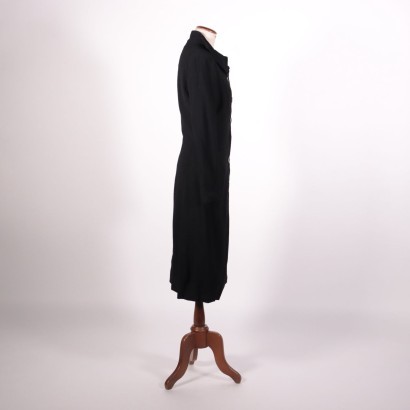 Vintage Black Coat Wool Milan Italy 1950s-1960s