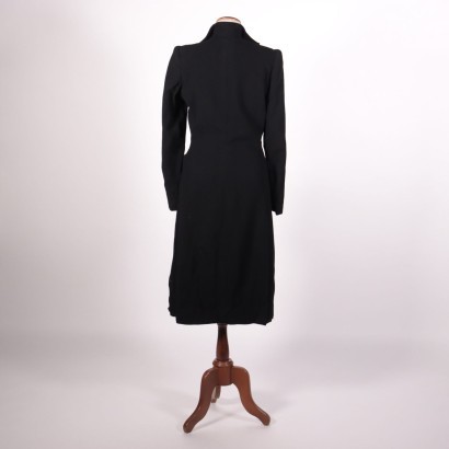 Vintage Black Coat Wool Milan Italy 1950s-1960s