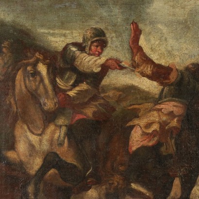Battle Scene Neapolitan School Oil On Canvas 17th Century