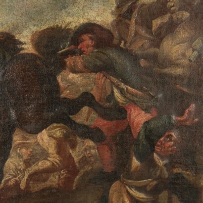 Battle Scene Neapolitan School Oil On Canvas 17th Century