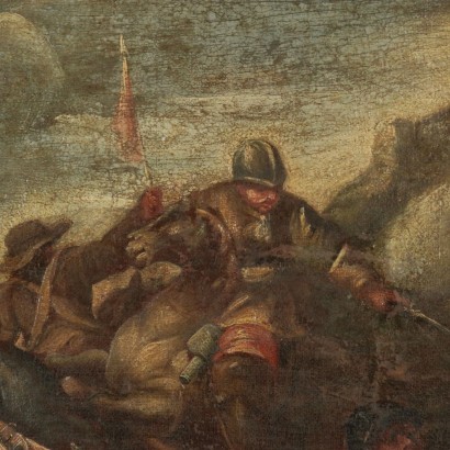 Battle Scene Neapolitan School Oil On Canvas 17th Century