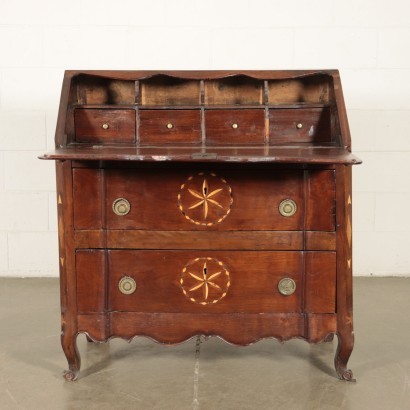 Inlaid North European Drop-Leaf Secretaire Marple Cherry 19th Century