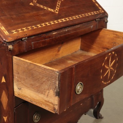 Inlaid North European Drop-Leaf Secretaire Marple Cherry 19th Century