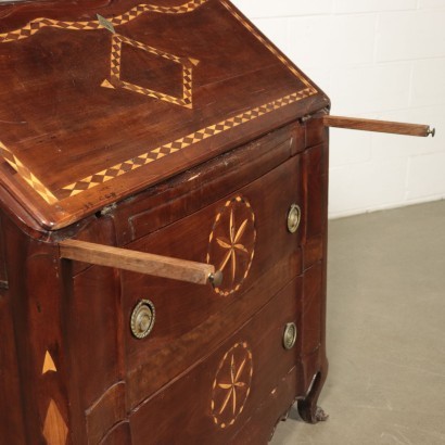 Inlaid North European Drop-Leaf Secretaire Marple Cherry 19th Century