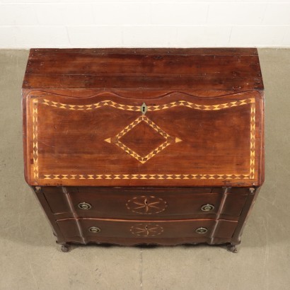 Inlaid North European Drop-Leaf Secretaire Marple Cherry 19th Century