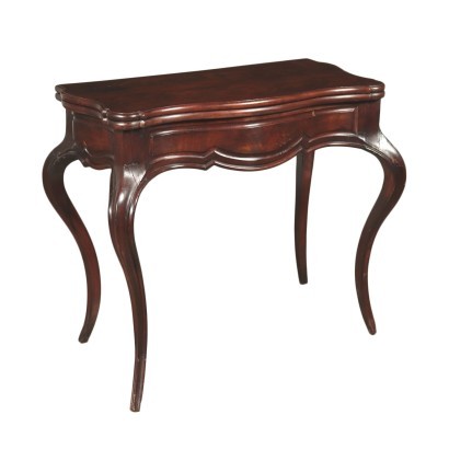 Small Louis Philippe Game Table Mahogany Velvet Italy 19th Century