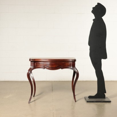 Small Louis Philippe Game Table Mahogany Velvet Italy 19th Century