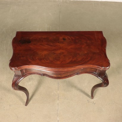 Small Louis Philippe Game Table Mahogany Velvet Italy 19th Century