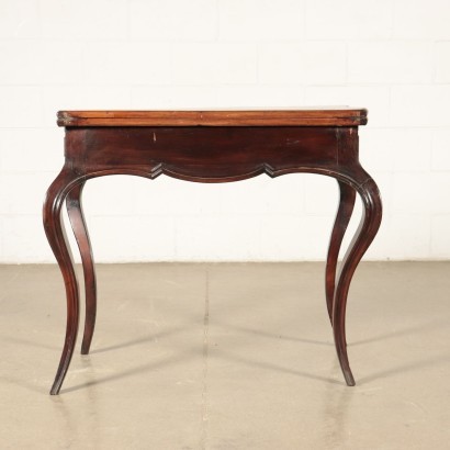 Small Louis Philippe Game Table Mahogany Velvet Italy 19th Century