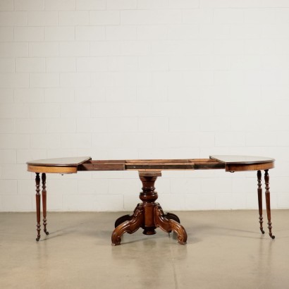 antiguo, mesa, mesa antigua, mesa antigua, mesa italiana antigua, mesa antigua, mesa neoclásica, mesa del siglo XIX, mesa extensible de nogal