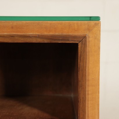 Pair Of Bedside Tables Mahogany Veneer Glass Italy 1940s