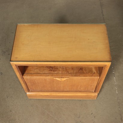 Pair Of Bedside Tables Mahogany Veneer Glass Italy 1940s