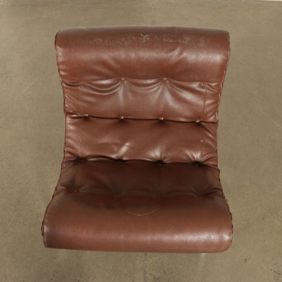 Armchair Foam Leather Chromed Metal Italy 1960s 1970s