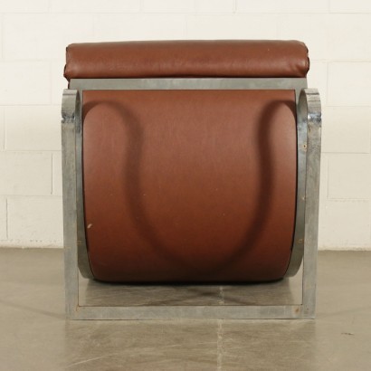 Armchair Foam Leather Chromed Metal Italy 1960s 1970s