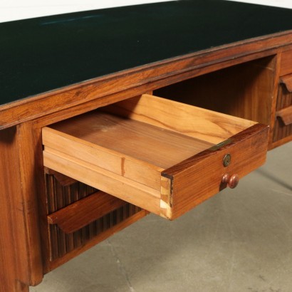 Desk Veneered Wood Maple Back-Treated Glass Italy 1950s