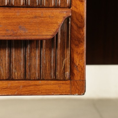 Desk Veneered Wood Maple Back-Treated Glass Italy 1950s