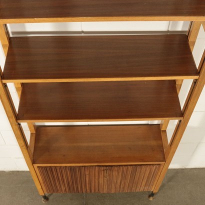 Bookcase Walnut Veneer Solid Walnut Metal Brass Italy 1950s 1960s