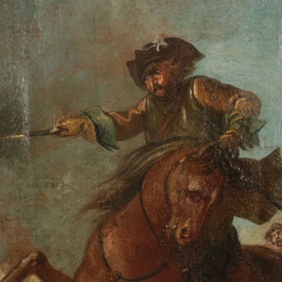 Battle Scene Oil On Canvas 17th Century