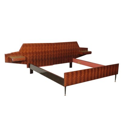 Bed Back-Treated Glass Veneered Wood Italy 1950s-1960s