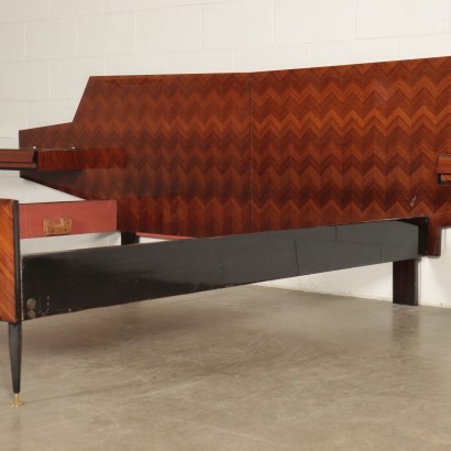 Bed Back-Treated Glass Veneered Wood Italy 1950s-1960s