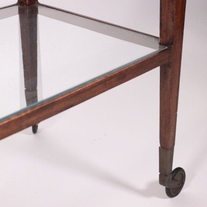 Service Cart Glass Stained Beech Wood Italy 1950s